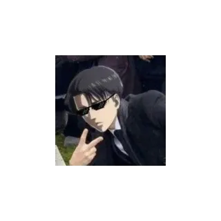 😎 fac31061 Levi Ackerman Attack on Titan Anime, Attack on Titan, Levi, Ackerman, Sonnenbrille, Friedenszeichen telegram sticker