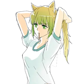 😐 f7119e6b аниме девушка, кошачьи ушки, милый, манга, арт, иллюстрация whatsapp sticker