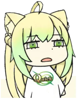 😧 03e1af1f Quick アニメ, 漫画, キャラクター, 猫耳, 緑, 速い telegram sticker