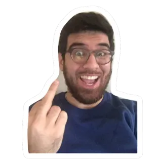 🖕 168d5aa8 นิ้วกลาง, ก้าวร้าว, ท่าทาง, ผู้ชาย, แว่นตา, ใบหน้า, สีหน้า telegram sticker