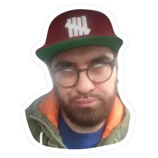 😒 733ad9aa คน, ผู้ชาย, ภาพบุคคล, หมวก, แว่นตา, สติกเกอร์ telegram sticker