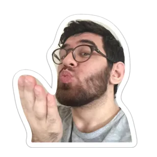 😚 9240b739 ผู้ชาย, จูบ, แว่นตา, เครา, ภาพเหมือน, คน, ท่าทาง telegram sticker