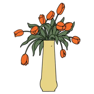 💐 b3494223 ดอกไม้, ทิวลิป, แจกัน, ลายดอก, ช่อดอกไม้, ฤดูใบไม้ผลิ, ธรรมชาติ telegram sticker