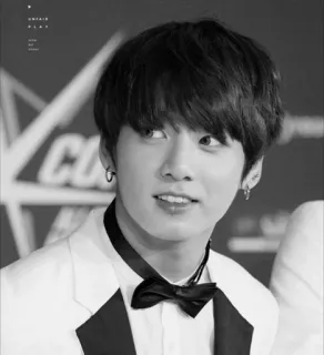 🦋 fe30985e Jungkook UNFAIR PLAY Jungkook, Kpop, singer, idol, portrait, black and white, man, celebrity telegram sticker