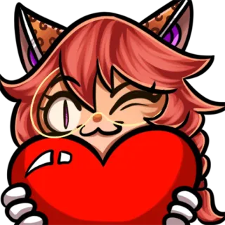 ❤️ 0a0c9e63 Anime, Ragazza gatto, Cuore, Carino, Capelli rosa, Stampa leopardata telegram sticker