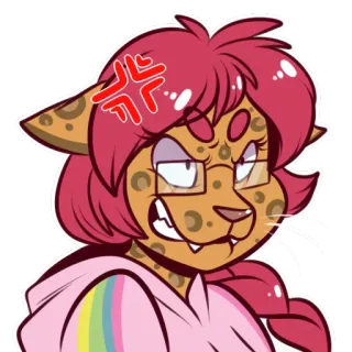 👿 1bbba497 arrabbiato, cartone animato, leopardo, furry, felpa rosa, anime, carino telegram sticker