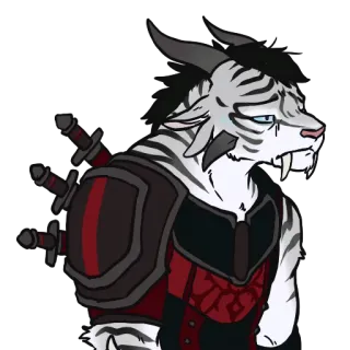 😣 261b9d4f Anthro, Hổ, Nhân vật, Fantasy, Áo giáp, Kiếm telegram sticker