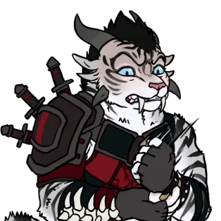 😠 4f2baab3 Furry, Hổ, Nhân hóa, Kiếm, Tức giận, Fantasy, Chiến binh telegram sticker