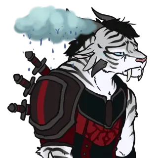 🌧 53a0b011 hổ, mây, mưa, buồn, vũ khí, fantasy, áo giáp, furry telegram sticker
