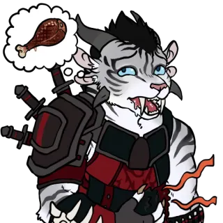 🐓 8b051dce động vật, hổ, anthro, máu me, chiến binh, thịt, vũ khí telegram sticker