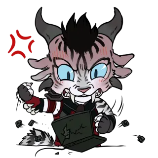 😡 a4dc384b tức giận, máy tính xách tay, hoạt hình, bực bội, máy tính, động vật telegram sticker