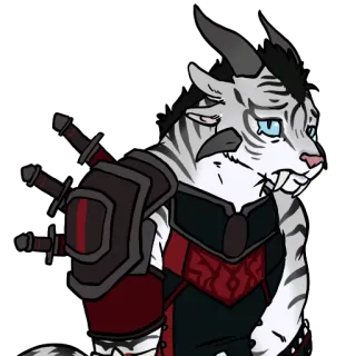😧 eb346491 Furry, Anthro, Hổ, Chiến binh, Kiếm, Đấu sĩ, Fantasy telegram sticker