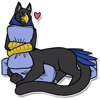 ☁ 24c4a31c grifone, animale, fantasy, carino, cartone animato, ibrido, cuscino, abbraccio telegram sticker