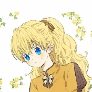 🎀 0afe8a94 chica anime, linda, dibujos animados, pelo rubio, ojos azules telegram sticker