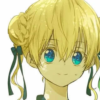 🎀 0f07bd72 Anime, Chica, Pelo Rubio, Ojos Azules, Dibujos Animados telegram sticker