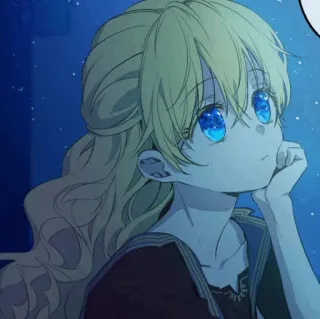 🎀 2a0d1b73 chica anime, pelo rubio, ojos azules, manga, dibujo animado, retrato telegram sticker