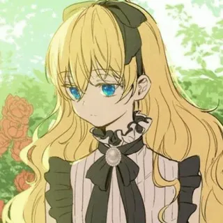 🎀 40f582e0 anime, chica, rubia, lazo, vestido telegram sticker