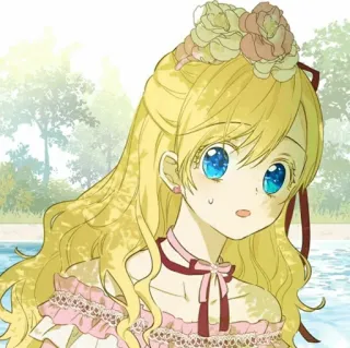 🎀 4e8105a9 chica anime, pelo rubio, ojos azules, dibujo animado, princesa, linda, ilustración telegram sticker