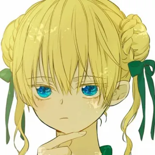 🎀 bcd6e99d anime, chica, rubia, ojos azules, ilustración, linda telegram sticker