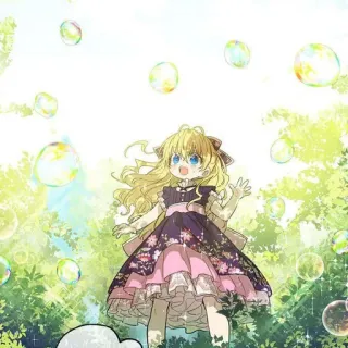 💫 e438e25f dessin animé, bulles, fille blonde, animé, enfant, robe telegram sticker
