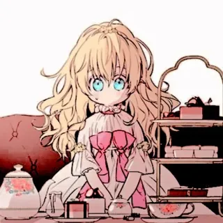 🍼 551cedab การ์ตูน, อนิเมะ, ผู้หญิง, น่ารัก, งานเลี้ยงน้ำชา, ผมสีบลอนด์, ตาสีฟ้า telegram sticker