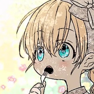 🍼 710d9f26 การ์ตูน, เด็กผู้หญิง, กิน, ส้อม, น่ารัก, อนิเมะ, เด็ก telegram sticker