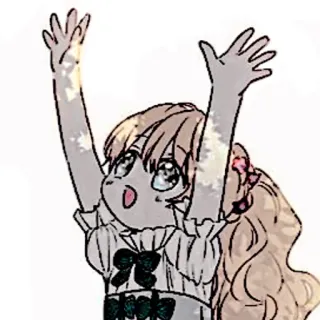 🍼 a77595ae เด็กผู้หญิง, อนิเมะ, การ์ตูน, น่ารัก, ร่าเริง, มีความสุข, ยกมือขึ้น, ภาพประกอบ telegram sticker