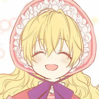👑 3a44f8f9 garota anime, ilustração, fofa, desenho animado, sorrindo, feliz, cabelo loiro telegram sticker
