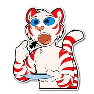 🍔 f3441305 卡通, 老虎, 手势, 动物, 贴纸, 插画 telegram sticker