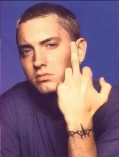 🖕 8765a59e Eminem Eminem, rapper, middle finger, offensive whatsapp sticker
