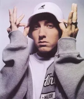 😍 948ae4b3 Eminem Eminem, rapper, music, celebrity, Kangol, hat, portrait whatsapp sticker