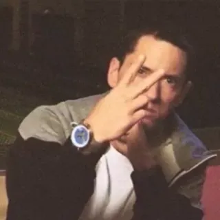 ✌ dad00e2d Eminem Eminem, celebrity, rapper, middle finger whatsapp sticker