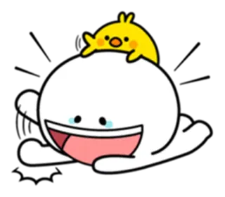 😂 51111d13 귀여운, 만화, 병아리, 행복한, 흰색, 캐릭터 telegram sticker