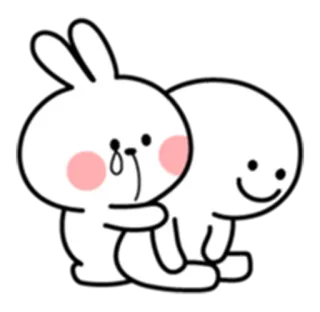💕 af1e1b5b 귀여운, 토끼, 토끼, 포옹, 슬픈, 위로, 만화, 감정 telegram sticker