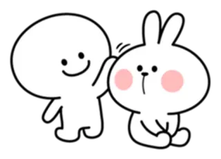 😌 b70a2ead 만화, 귀여운, 토끼, 미소, 우정 telegram sticker