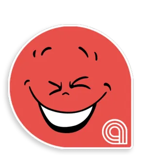 😆 85c1b968 สีแดง, ใบหน้า, มีความสุข, ยิ้ม, ไอคอน, สติกเกอร์, โลโก้ telegram sticker