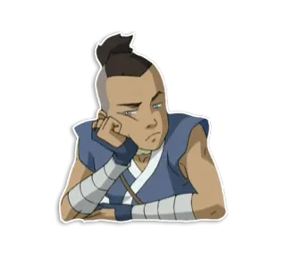 😒 46475d70 Sokka Avatar: The Last Airbender avatar, sokka, dessin animé, personnage, drôle, pensif whatsapp sticker