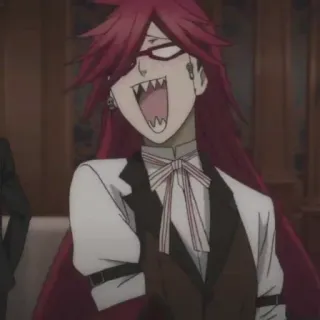 😍 68aac229 Grell Sutcliff Black Butler anime, manga, red hair, glasses, Grell Sutcliff, Black Butler telegram sticker