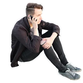 😢 e7542c44 uomo, seduto, telefono, casual, persona, parlare telegram sticker