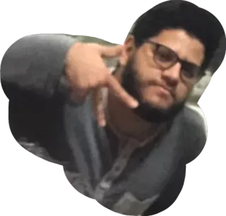 ✌ 9efd43ef homme, personne, lunettes, barbe, pose, geste de la main whatsapp sticker