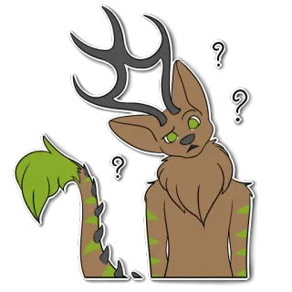 ❓ 120aa097 การ์ตูน, สัตว์, กวาง, เครื่องหมายคำถาม, มีขน telegram sticker