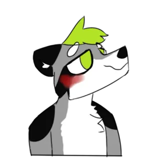 😳 6635136c Furry, Anthro, Binatang, Kartun, Anjing, Rambut hijau, Stiker telegram sticker