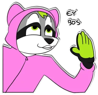 👚 af9ffda3 EY BOS rakun, kartun, hewan, merah muda, salam, imut telegram sticker