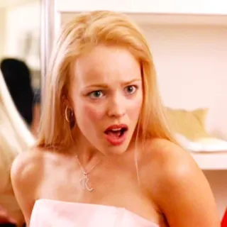 😰 01e5068c Regina George Mean Girls chocado/a, loira, abelha rainha, expressão, filme telegram sticker