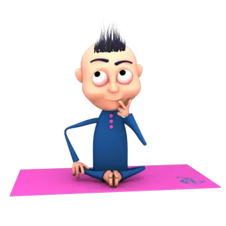 🤔 13a5a0de 卡通, 瑜伽, 冥想, 思考, 角色 telegram sticker