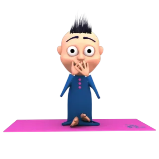 🙊 bd6955f0 卡通, 瑜伽, 孩子, 担心, 害怕, 垫子 telegram sticker