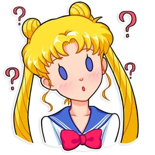 🙄 00787ff2 Sailor Moon anime, kartun, sailor moon, perempuan, pertanyaan, bingung telegram sticker