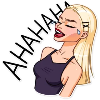 🤣 46d3c7cd HAHAHAHA tertawa, wanita, pirang, kartun, kebahagiaan, bahagia telegram sticker