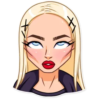 🙄 becb01db pirang, wanita, kartun, mata, wajah, ekspresi, stiker telegram sticker