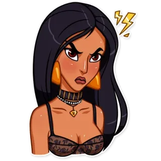 😤 fa1e13f3 wanita, marah, kartun, karakter, ilustrasi, gadis telegram sticker